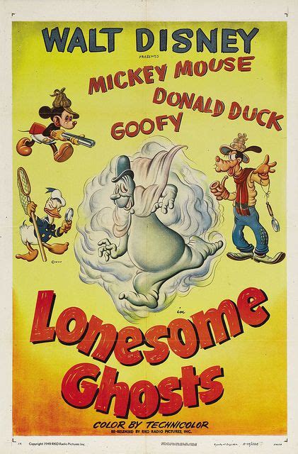 Theatrical Poster Of Donald Duck Mickey Mouse And Goofy In Lonesome Ghosts Vintage Disney