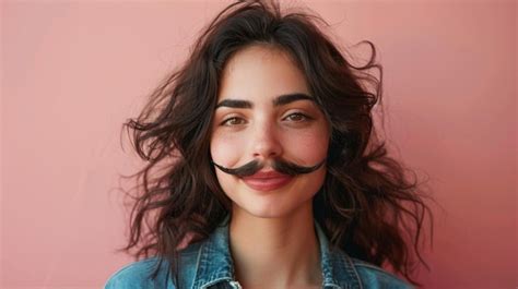 Premium Photo | Woman Wearing Fake Moustache