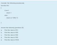 Answered Consider The Following Pseudocode Bartleby