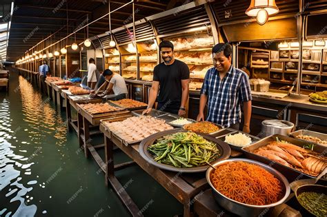 Premium AI Image | Food stalls at a market