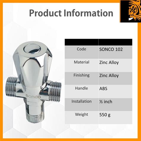 Sonco Bathroom Kitchen Two Way Quarter Angle Valve Free Stainless