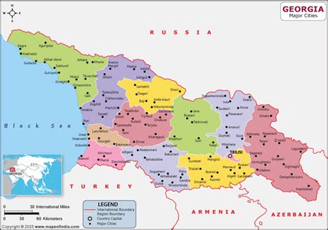 Georgia Major Cities Map | List of Major Cities in Different States of ...
