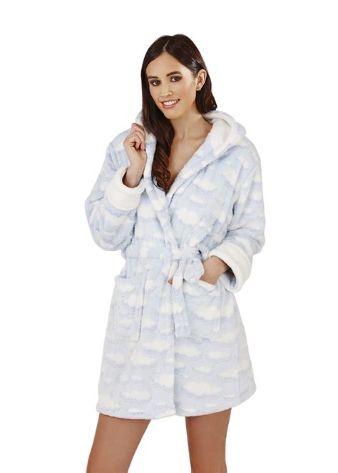 Womens Short Luxury Fleece Dressing Gown Belt Bath Robe Housecoat