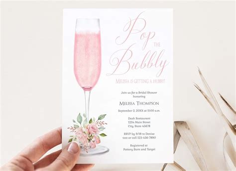 Pink Pop The Bubbly She Is Getting A Hubby Bridal Shower Invitation