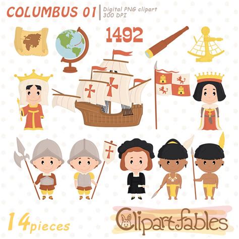 COLUMBUS Clipart Discovery Of America 1492 Clip Art Set Christopher