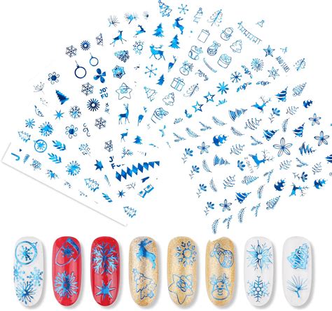 Amazon EBANKU 9 Sheets Christmas Nail Art Stickers Decals 3D