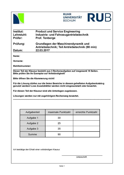 Altklausur WS1617 Nice Institut Product Und Service Engineering