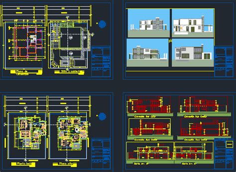 Viviendas Unifamiliar Minimalista En AutoCAD Librería CAD