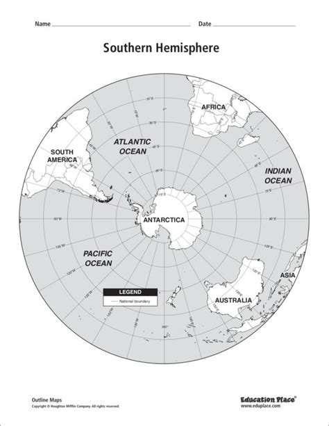 Southern Hemisphere Map Organizer For 5th 12th Grade Lesson Planet