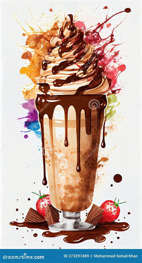 Delicious Chocolate Milkshake Ice Cream In Glass With Dry Fruits And