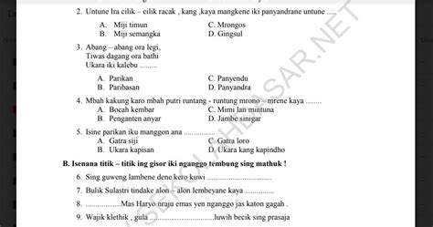 Soal Penilaian Harian K Kelas Semester Bahasa Jawa Tema