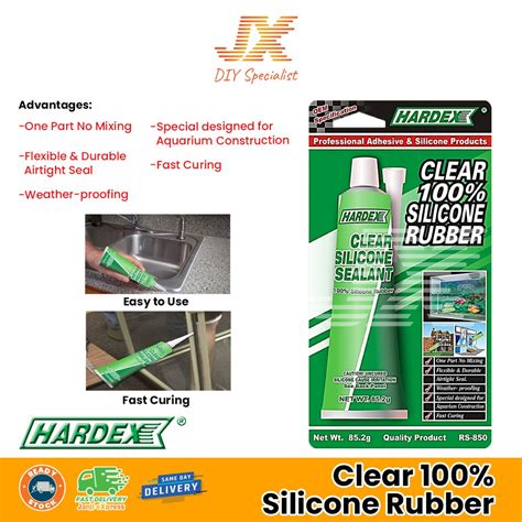 HARDEX RS850 Clear Silicone Sealant 100 Rubber Adhesive Glue White