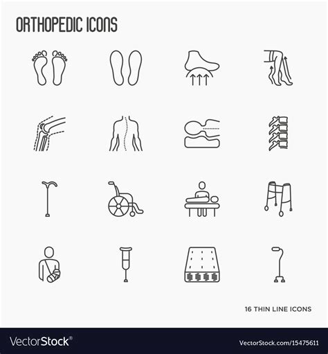 Orthopedic Trauma Rehabilitation Thin Line Icons Vector Image