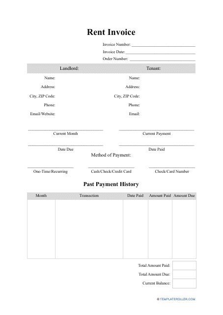 Monthly Rent Invoice Template Excel