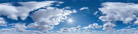 clear blue sky with white beautiful clouds. Seamless hdri panorama 360 ...