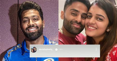 Suryakumar Yadavs Wife Posts A Cryptic Story After Hardik Pandya