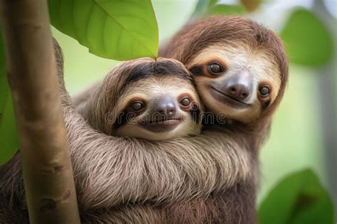 Cute Sloths Generative Ai Stock Illustration Illustration Of Funny 273990503