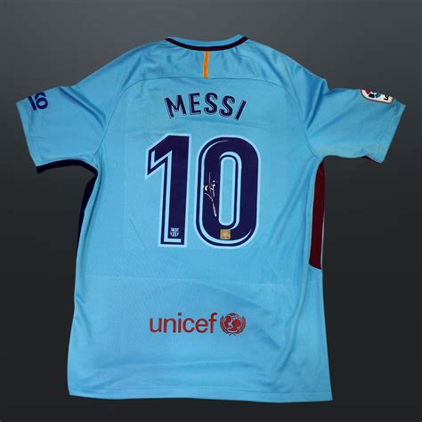 Lionel Messi Signed Barcelona Away Jersey Museum Frame Signed