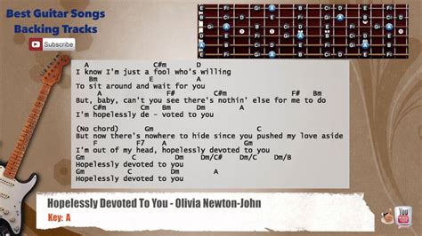 🎸 Hopelessly Devoted To You - Olivia Newton-John Guitar Backing Track with scale, chords and ...