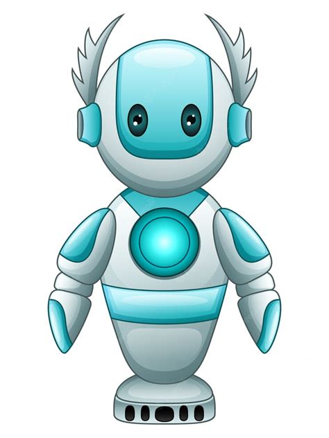 Premium Vector Cute Cartoon Blue Robot Isolated On White Background