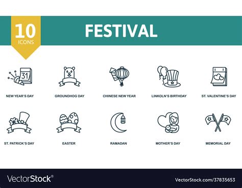 Festival Icon Set Contains Editable Icons Vector Image