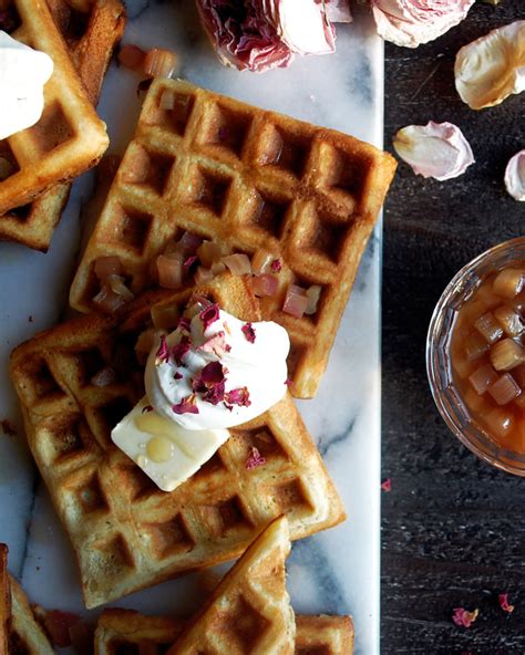 Buttermilk Waffles With Maple Poached Rhubarb The Original Dish