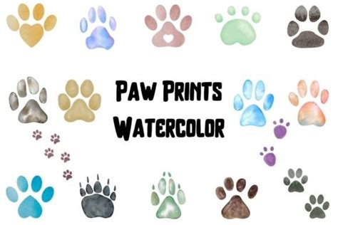 Watercolor Paw Prints Clipart Graphic By BigBosss Creative Fabrica