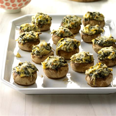 Spinach Artichoke Stuffed Mushrooms Recipe Taste Of Home