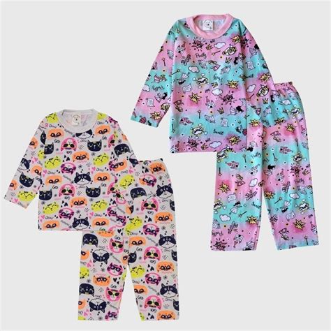 Kit 2 Pijamas Manga Longa Infantil Menina Mafessoni 100 Algodão Sortidas