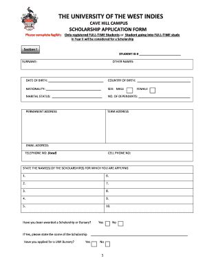 Fillable Online Cavehill Uwi Scusuissech Scholarship Form Fax Email