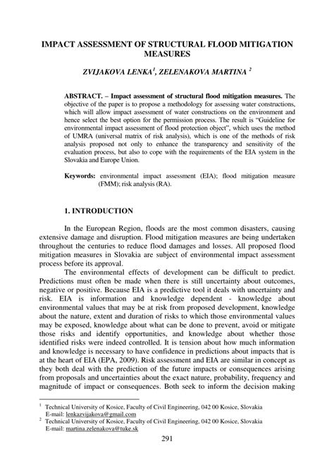 Pdf Impact Assessment Of Structural Flood Mitigation Measures