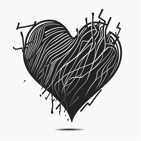 Heart Hand Drawn Heart Icon Sign Brush Drawing Calligraphy Heart