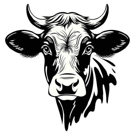 Cow's face, black and white image 28825088 Vector Art at Vecteezy