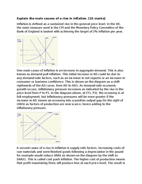 Explain the main causes of a rise in inflation. [15 marks] - Explain