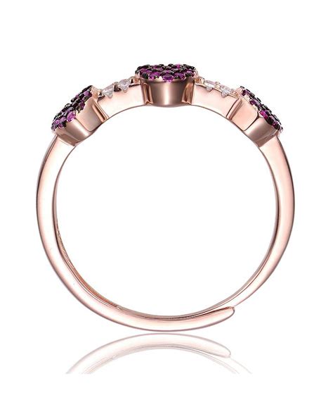 Genevive Sterling Silver 18k Rose Gold Plated With Ruby And Cubic