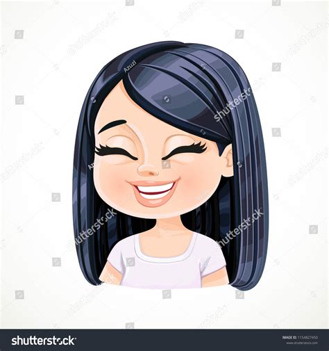 Beautiful Happy Cartoon Brunette Girl Portrait Stock Vector Royalty Free Shutterstock