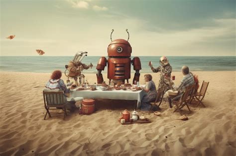 Premium AI Image | A family picnic at the beach