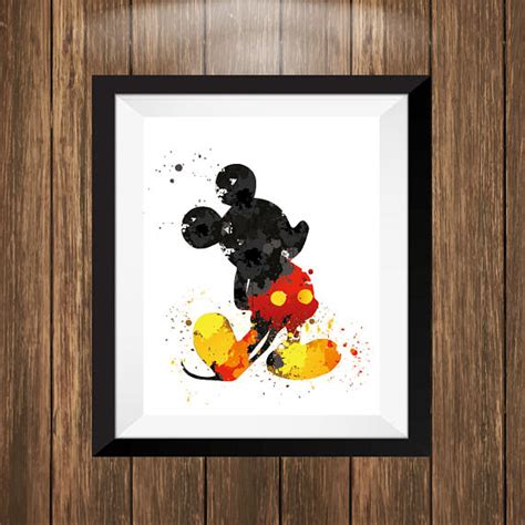 Mickey Mouse Mickey Mouse Watercolor Art Mickey Mouse Etsy Playroom