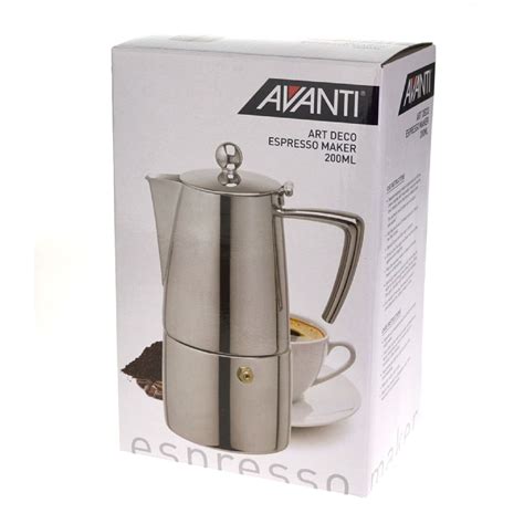 Avanti 4 Cup Art Deco Percolator Espresso Coffee Maker Stainless Steel