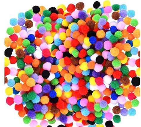 Assorted Color Pom Pom Balls 25cm 1000pcs Pack Crafties Hobbycraft