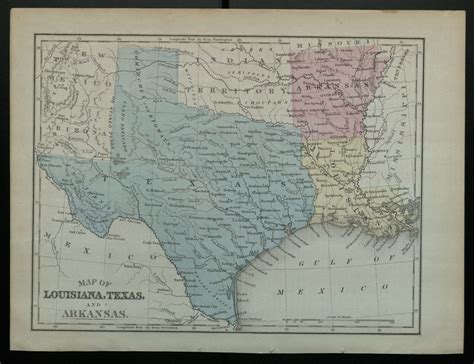 Map Of Louisiana Texas And Arkansasby Mitchell S Augustus 1792 1868 Samuel Augustus