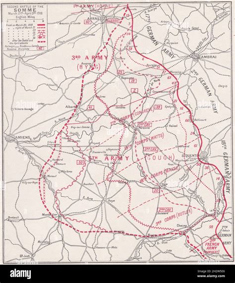 Vintage map of The Somme Battle - Territory gained by Allies and Germans respectively in the two ...