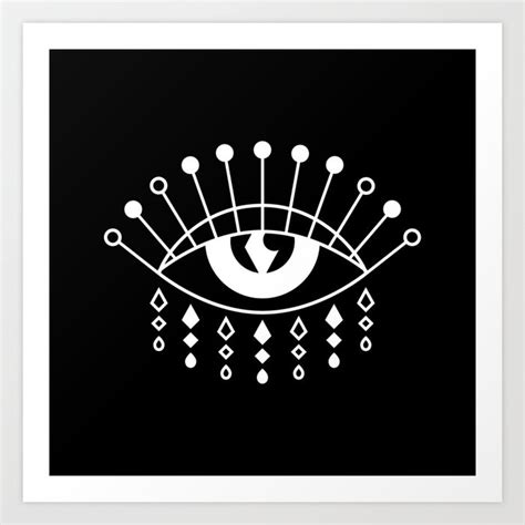 Evil eye black and white Art Print by Anna Drakes | Society6