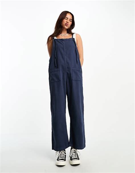 Monki Lightweight Denim Overalls In Blue Asos