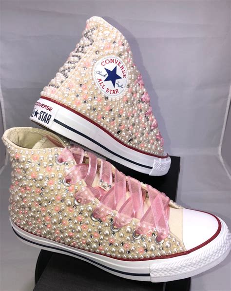 Converse Novia Zapatillas Bling And Perlas Custom Converse Etsy