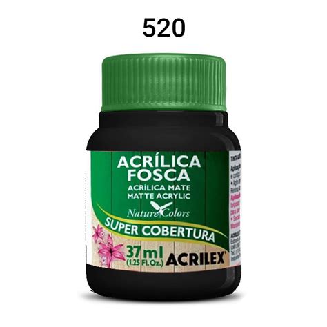 TINTA ACRILICA FOSCA ACRILEX 37ML 520 PRETO Central Aviamentos