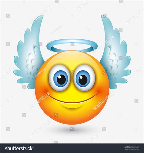 Cute Angel Emoticon Wings Emoji Smiley Stock Vector (Royalty Free) 541337803 | Shutterstock