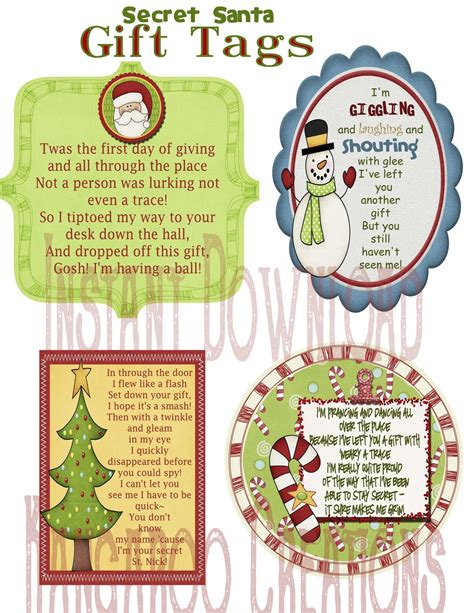 Secret Santa Gift Tag Poem PDF File - Etsy Canada