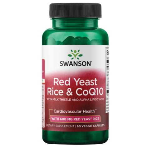 Swanson Red Yeast Rice And Coq10 60 Caps Heart Health Support 60 Veg Caps Food 4 Less