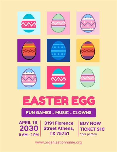 Light Yellow Fun Playful Easter Egg Poster Venngage